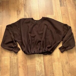 Zara Cropped Brown Sweatshirt, Size Small